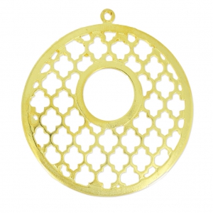 Pendentif rond ajouré motif oriental 47.5 mm Doré à l'or fin x1