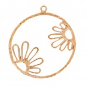 Pendentif rond filigrané motif fleur 28 mm doré rose x1|raw }}