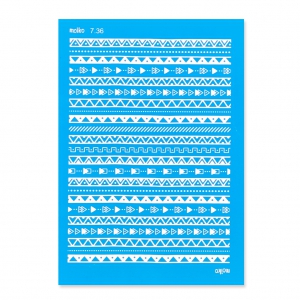 Silk Screen Moiko pour Pâte polymère 74x105 mm - Motif frises triangles aztèques 7.36