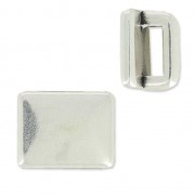 Poussoir slider rectangle pour lacet 5 mm Placage Argent fin vieilli x1|raw }}