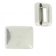 Poussoir slider rectangle pour lacet 5 mm Placage Argent fin vieilli x1