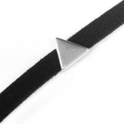 Poussoir slider triangle pour lacet 5 mm Placage Argent fin vieilli x1
