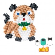 Kit plaque ronde chien en perles à repasser Hama MIDI 5 mm pour enfant