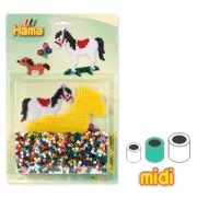 Kit cheval et petit chien en perles à repasser Hama MIDI 5 mm pour enfant