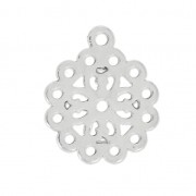 Pendentif ajouré motif fleur 26 mm argenté vieilli x1