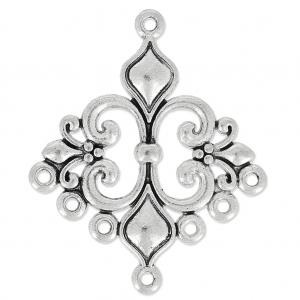 Intercalaire/Chandelier motif fleur de Lys 7 anneaux 35 mm argenté vieilli x1