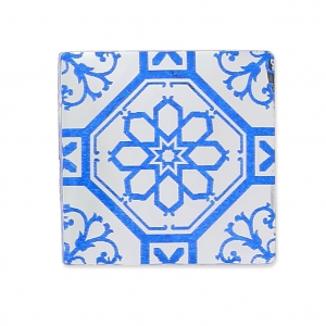 Cabochon carré effet miroir 14 mm Crystal motif Azulejos x1