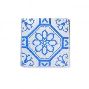Cabochon carré effet miroir 10 mm Crystal motif Azulejos x1