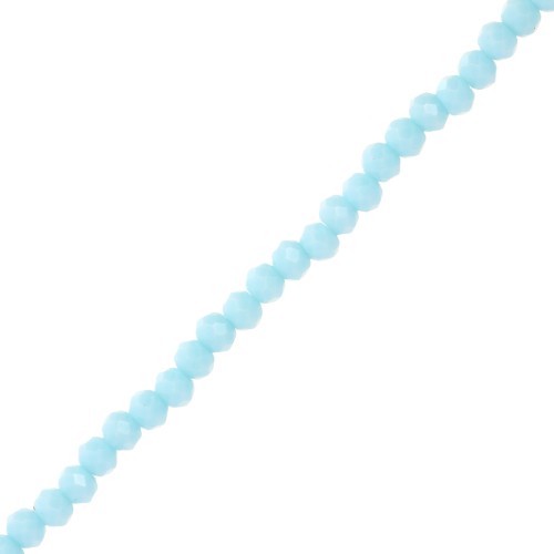Perles rondelles facettées - rondes aplaties - 3.5x3 mm Bleu clair x35cm