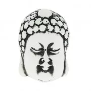 Pendentif bouddha imitation os de yak 38.5 mm Blanc/Noir x1