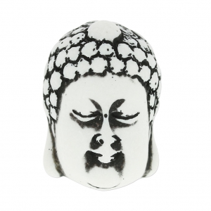 Pendentif bouddha imitation os de yak 38.5 mm Blanc/Noir x1