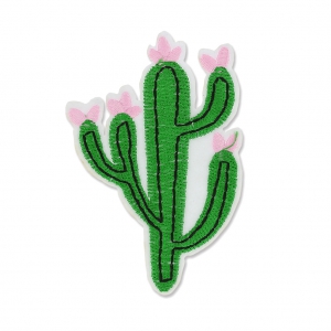 Ecusson Thermocollant Cactus fleuri 82x55 mm Vert/Rose x1
