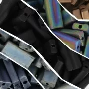 Rectangle Beads Miyuki 4x9 mm RECT-2001 - Gunmetal Mat x8g