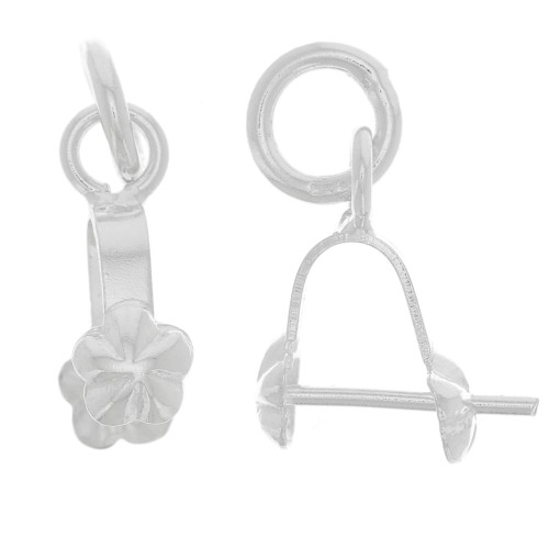 Bélière fleur 14 mm en Argent 925 x1