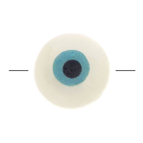 Perle oeil - Evil eye - en Nacre 10 mm Naturel - Turquoise x1