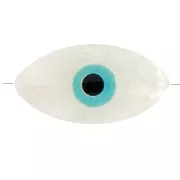 Perle oeil - Evil eye - en Nacre 15.5 mm Naturel/Green Turquoise x1