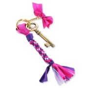 Porte clés rond 25 mm avec chainette - Doré rose x1