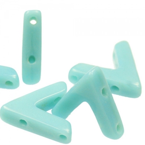 Perles en verre avec 3 trous forme V AVA® Bead 10x4 mm Green Turquoise x10