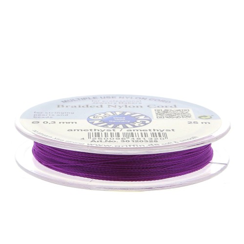 Fil de jade / Fil nylon tressé européen Griffin 0.3 à 0.5 mm Amethyst x25m
