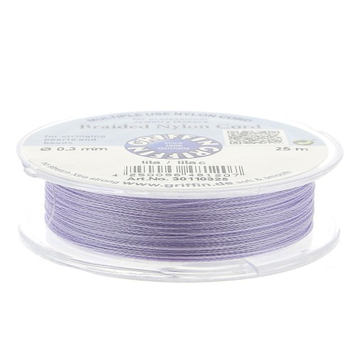 Fil de jade / Fil nylon tressé européen Griffin 0.3 à 0.5 mm Lilac x25m