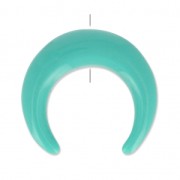 Perle en résine forme demi-lune ou corne 30 mm Turquoise x1|raw }}