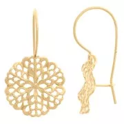 Crochets d'oreilles estampe 32 mm doré à l'or fin x2
