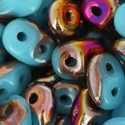 SuperDuo 2,5x5 mm Blue Turquoise Sliperit x10g
