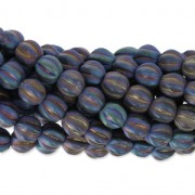 Perles en verre Melon Bead 6mm Blue Iris Mat x15