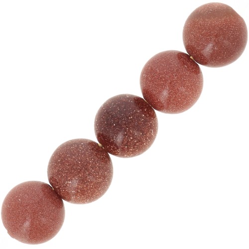 Perles rondes en pierre gemme 10 mm Gold Stone - Imitation Pierre de soleil x5