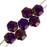 Perles en verre tchèque Honeycomb Jewel 6 mm Jet Brown Flare x20