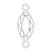 Intercalaire style cabochon facetté navette 2 anneaux 15 mm en Argent 925