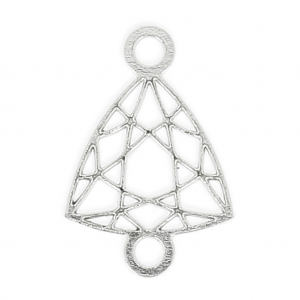 Intercalaire style cabochon facetté triangle 2 anneaux 12 mm en Argent 925