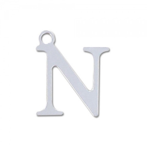 Breloque lettre N - 9.5 mm en Argent 925 x1
