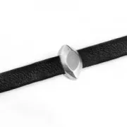 Poussoir slider en métal navette pour lacet 5 mm Placage Argent fin vieilli x1