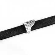 Poussoir slider en métal demi-carré pour lacet 5 mm Placage Argent fin vieilli x1