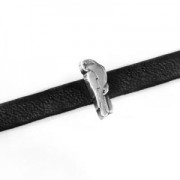 Poussoir slider perroquet pour lacet 5 mm Placage Argent fin vieilli x1