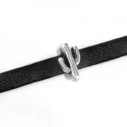 Poussoir slider en métal cactus pour lacet 5 mm Placage Argent fin vieilli x1