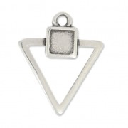 Breloque en métal triangle 18 mm Placage Argent fin vieilli x1|raw }}