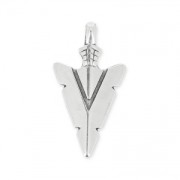 Pendentif tête de flèche ethnique 28 mm Placage Argent fin vieilli x1