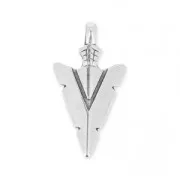 Pendentif tête de flèche ethnique 28 mm Placage Argent fin vieilli x1