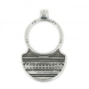 Pendentif décor plastron ethnique 36 mm Placage Argent fin vieilli x1|raw }}