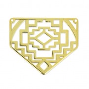 Pendentif intercalaire 2 trous décoré de motifs ethniques 29mm Doré à l'or fin x1|raw }}