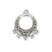 Pendentif chandelier rond 16 mm avec 5 anneaux - Placage Argent fin vieilli x1