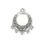 Pendentif chandelier rond 16 mm avec 5 anneaux - Placage Argent fin vieilli x1