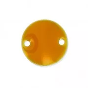 Intercalaires en métal ronds 2 trous résine époxy 10 mm Moutarde x5