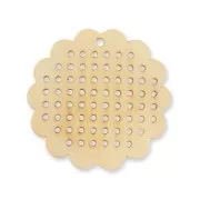Pendentif fleur en bois brut 45 mm à personnaliser ou à broder pour créations DIY
