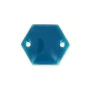 Intercalaires en métal hexagone 2 trous résine époxy 11.5 mm Pétrole x8