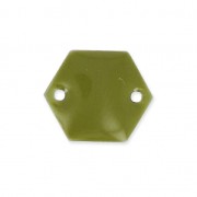 Intercalaires en métal hexagone 2 trous résine époxy 11.5 mm Kaki x8