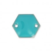 Intercalaires en métal hexagone 2 trous résine époxy 11.5 mm G.Turquoise x8