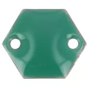 Intercalaires en métal hexagone 2 trous résine époxy 11.5 mm - Vert emeraude x8